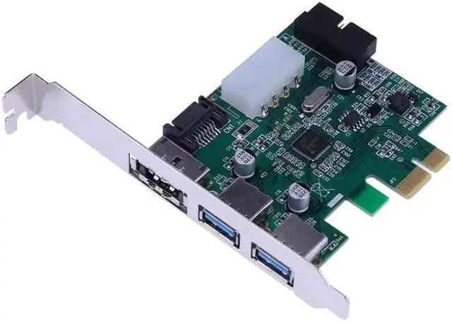 Alt view image 4 of 5 - Desktop Computer PCI-E PCI Express USB 3.0+ 19Pin USB 3.0+ External Power eSATA Extension Card Hard Drive adapter