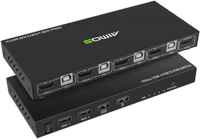 Main image of AM-KVM401 4 Ports KVM Switcher HDMI2.0 4-in-1 KVM Switcher 4K HD Image Keyboard Mouse USB Synchronization Controller