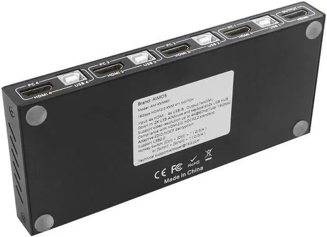 Alt view image 4 of 6 - AM-KVM401 4 Ports KVM Switcher HDMI2.0 4-in-1 KVM Switcher 4K HD Image Keyboard Mouse USB Synchronization Controller