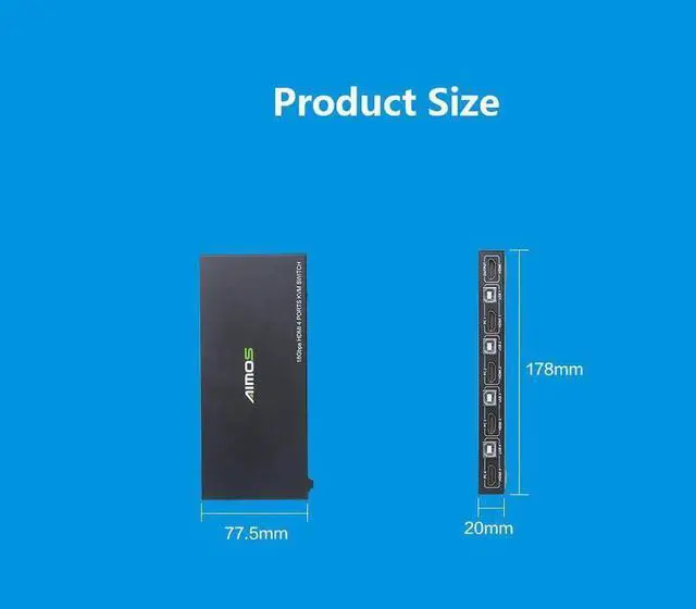 Alt view image 3 of 6 - AM-KVM401 4 Ports KVM Switcher HDMI2.0 4-in-1 KVM Switcher 4K HD Image Keyboard Mouse USB Synchronization Controller