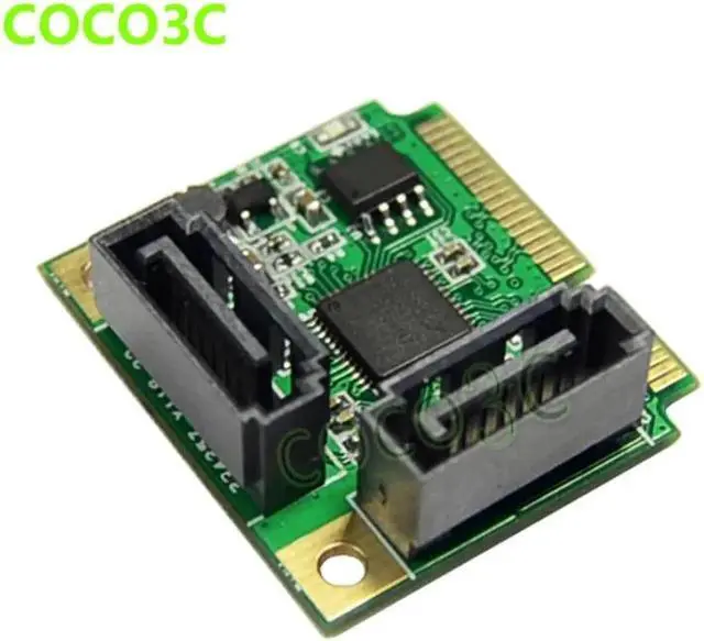 Alt view image 3 of 6 - Aomoproing 2 Ports SATA 6G mini PCI Express Controller Card mini PCI-e to Dual SATA III 3.0 converter + half-size to full-size bracket