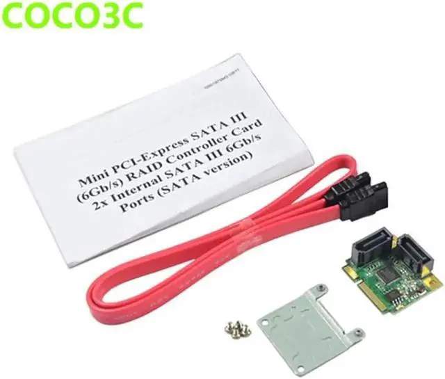 Alt view image 2 of 6 - Aomoproing 2 Ports SATA 6G mini PCI Express Controller Card mini PCI-e to Dual SATA III 3.0 converter + half-size to full-size bracket