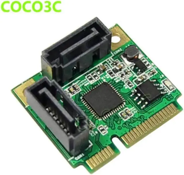 Alt view image 4 of 6 - Aomoproing 2 Ports SATA 6G mini PCI Express Controller Card mini PCI-e to Dual SATA III 3.0 converter + half-size to full-size bracket
