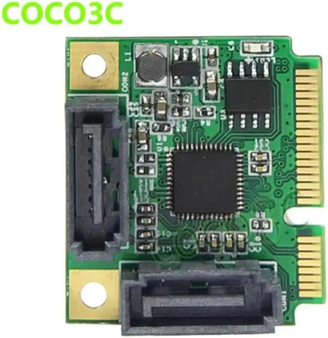 Alt view image 5 of 6 - Aomoproing 2 Ports SATA 6G mini PCI Express Controller Card mini PCI-e to Dual SATA III 3.0 converter + half-size to full-size bracket