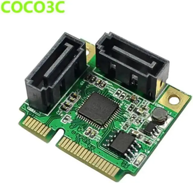 Alt view image 6 of 6 - Aomoproing 2 Ports SATA 6G mini PCI Express Controller Card mini PCI-e to Dual SATA III 3.0 converter + half-size to full-size bracket