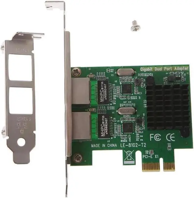 Alt view image 6 of 6 - Dual-Port PCI-E X1 Gigabit Ethernet Network Card 10/100/1000Mbps Rate Adapter