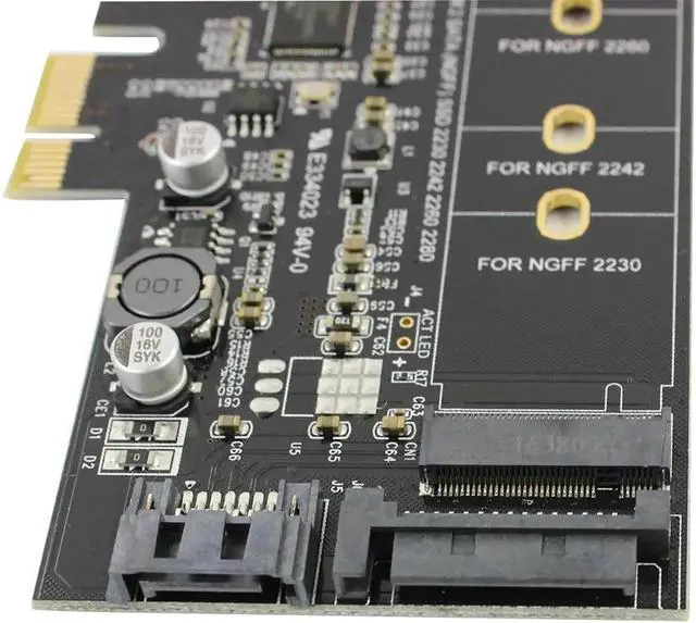 Alt view image 3 of 6 - Dual USB3.0 & Type c M.2 PCIe Adapter M2 SSD SATA B Key to PCI e Controller Converter Riser Card for NGFF 2280 2260 2242 2230