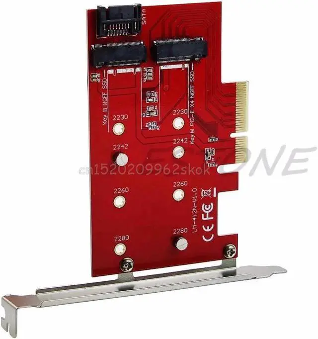 Alt view image 2 of 6 - NGFF M.2 B+M Key SSD to PCI-E PCI Express 4X 4 Lane Converter Card Adapter 2Port