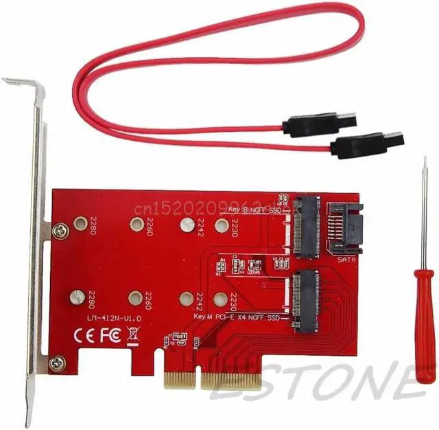 Main image of NGFF M.2 B+M Key SSD to PCI-E PCI Express 4X 4 Lane Converter Card Adapter 2Port