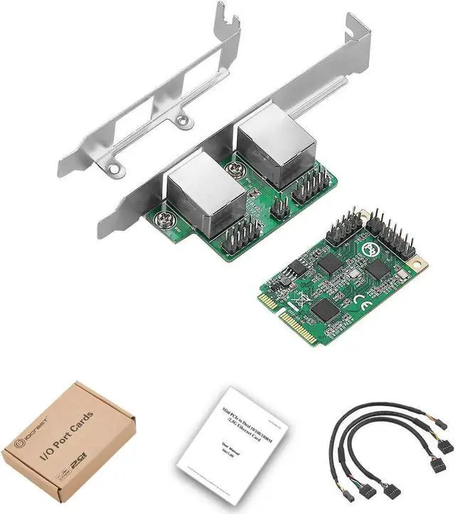 Alt view image 2 of 6 - 2.5G Mini PCIe to RJ45 Network Card dual ports 2500Mbps Mini PCI Express NIC Lan Card for Realtek 8125B Chipset