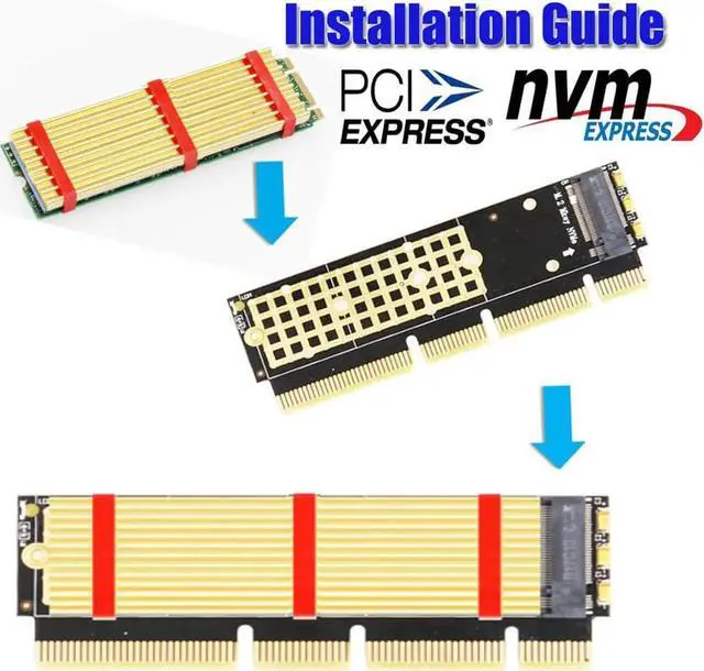 Alt view image 5 of 6 - M.2 NVMe SSD NGFF to PCI E 3.0 X4 X8 X16 Adapter M Key Connector Riser Card Support PCI Express 2230 2242 2260 2280 Type M.2 SSD