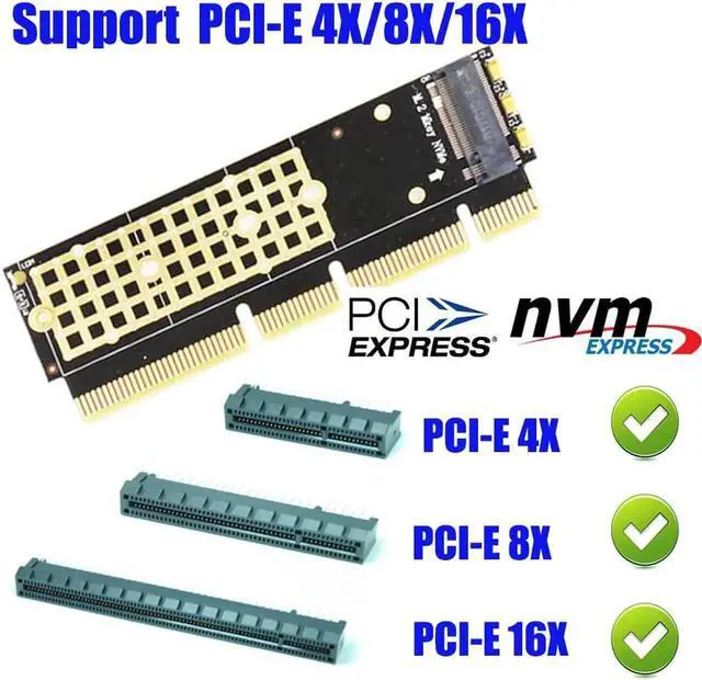 Alt view image 2 of 6 - M.2 NVMe SSD NGFF to PCI E 3.0 X4 X8 X16 Adapter M Key Connector Riser Card Support PCI Express 2230 2242 2260 2280 Type M.2 SSD