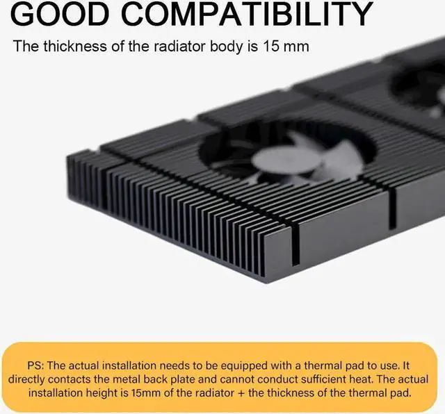 Alt view image 7 of 7 - Aomoproing GPU Backplate Memory Radiator For RTX 3090 3080 3070 Series Graphics Card VGA VRAM, Aluminum Panel + Dual PWM Fan Cooling Cooler With 1mm Laird Tflex 500 Thermal Pad