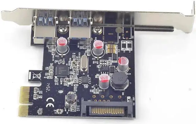Alt view image 5 of 6 - 2 ports USB 3.0 PCI-e Card PCI Express to USB3.0 Converter NEC chip Solid Capacitor Resettable Fuse Bus-powered Renesas chipset