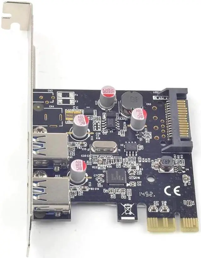 Alt view image 2 of 6 - 2 ports USB 3.0 PCI-e Card PCI Express to USB3.0 Converter NEC chip Solid Capacitor Resettable Fuse Bus-powered Renesas chipset