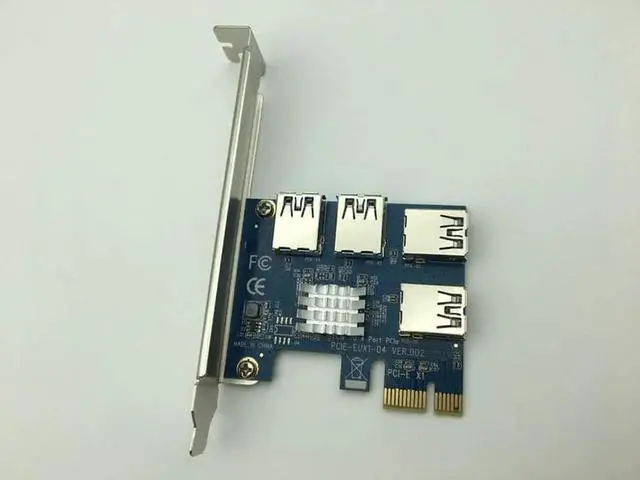 Alt view image 2 of 6 - 4 Slots PCI E 1 to 4 PCI Express 16X Slot External PCIE Riser Card Adapter Board USB 3.0 Converter for BTC Miner Mining Machine