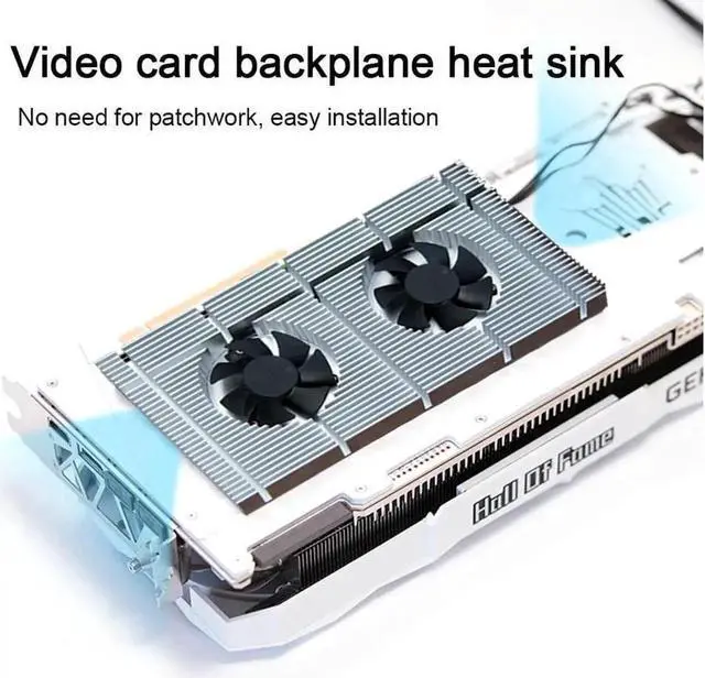 Alt view image 4 of 7 - GPU Backplate Radiator Memory Cooler Aluminum Panel + Dual PWM Fan VRAM Heatsink Graphics Card Backplane For RTX 3090 3080 3070 Radiator With 1mm Thermal Pad 500