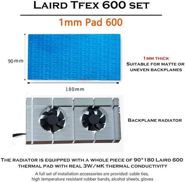 Main image of GPU Backplate Radiator Memory Cooler Aluminum Panel + Dual PWM Fan VRAM Heatsink Graphics Card Backplane For RTX 3090 3080 3070 Radiator With 1mm Thermal Pad 500