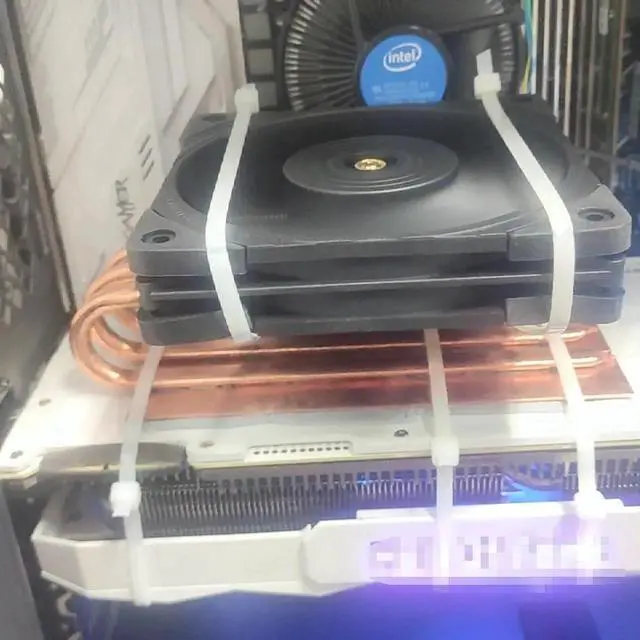 Alt view image 2 of 5 - Aomoproing Heatsink Geforce RTX30 Series Ultra Thin Copper Mechanical Backplate Cooler Heat Sink with Fan Gold Pure Copper