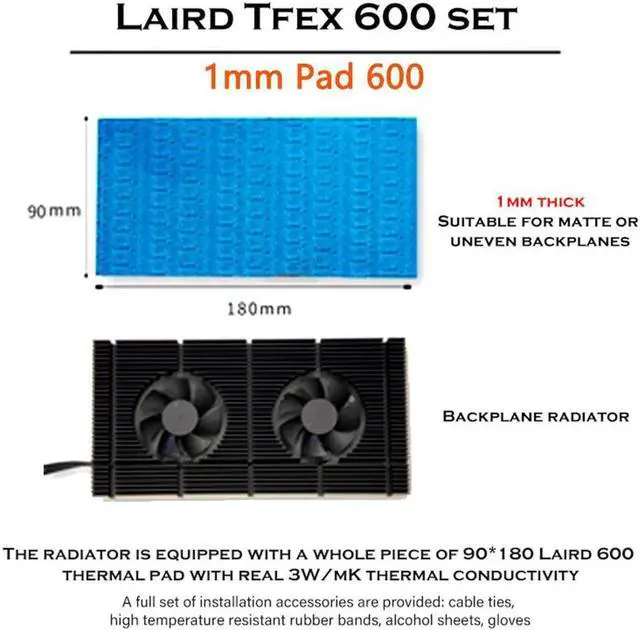 Alt view image 7 of 7 - Aluminum GPU Backplane Radiator For RTX 3090 3080 3070 Series Graphics Card Backplate Memory VRAM Heatsink Cooling Fan PWM With 1mm Laird Tflex 500 Thermal Pad
