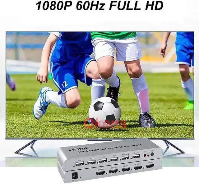 Alt view image 4 of 6 - 1080P HDMI KVM Switcher 4X1 Quad Multi Viewer 4 TV Screen Splitter HDMI Multiviewer Seamless Switch PS4 PC To Monitor Projector