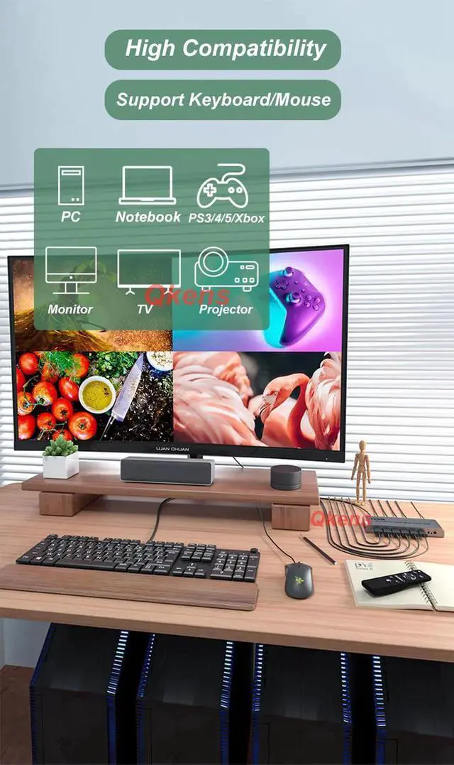 Alt view image 5 of 6 - 1080P HDMI KVM Switcher 4X1 Quad Multi Viewer 4 TV Screen Splitter HDMI Multiviewer Seamless Switch PS4 PC To Monitor Projector