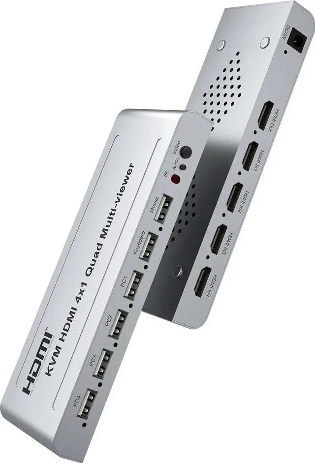 Alt view image 2 of 6 - 1080P HDMI KVM Switcher 4X1 Quad Multi Viewer 4 TV Screen Splitter HDMI Multiviewer Seamless Switch PS4 PC To Monitor Projector