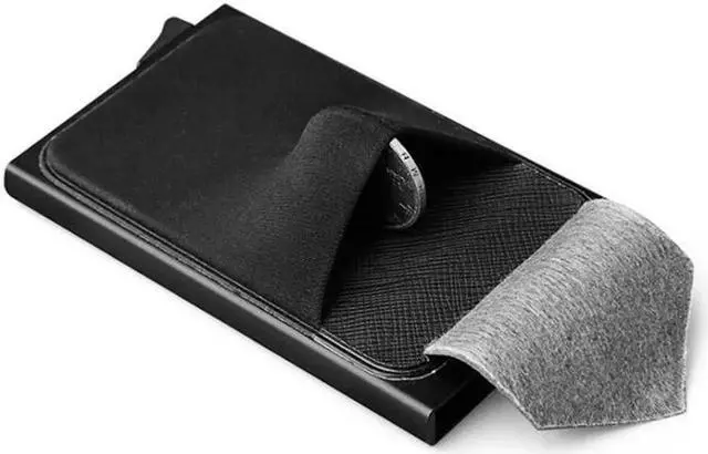 Alt view image 5 of 6 - Aluminum Wallet With Back Pocket ID Card Holder RFID Blocking Mini Slim Metal Wallet Automatic Pop up Credit Card Coin Purse