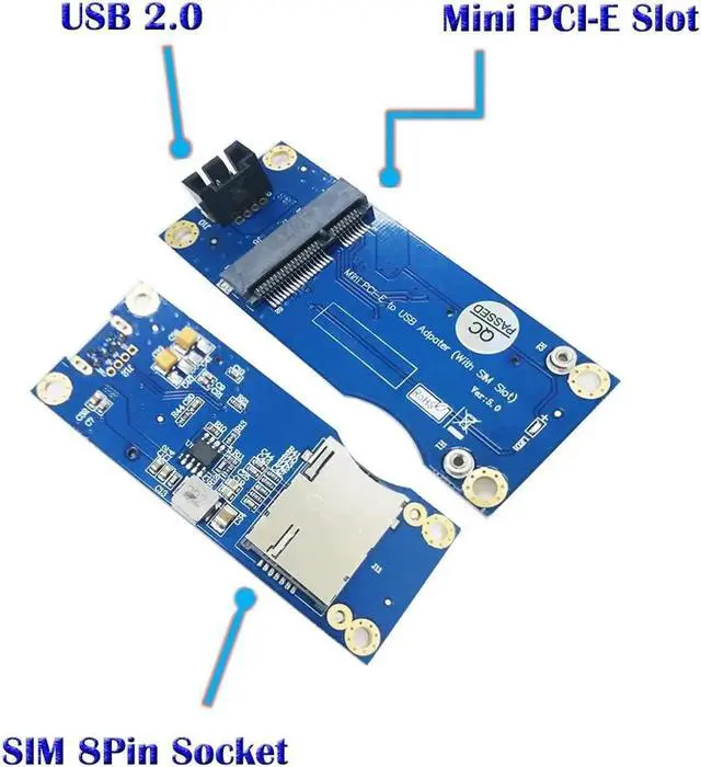 Alt view image 4 of 5 - Mini PCI Express PCIE to USB Adapter SIM Card Slot for WWAN/LTE Modul with 9pin USB Cable for Desktop Motherboard