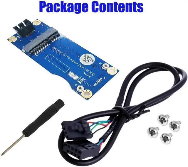 Alt view image 5 of 5 - Mini PCI Express PCIE to USB Adapter SIM Card Slot for WWAN/LTE Modul with 9pin USB Cable for Desktop Motherboard