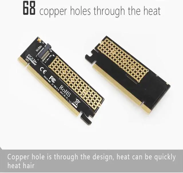 Alt view image 6 of 6 - M.2 NVME SSD NGFF To PCIE 16X/4X Adapter Expansion Card PCIE NVME M.2 SSD To PCIE Card With Heatsink Heat Sink