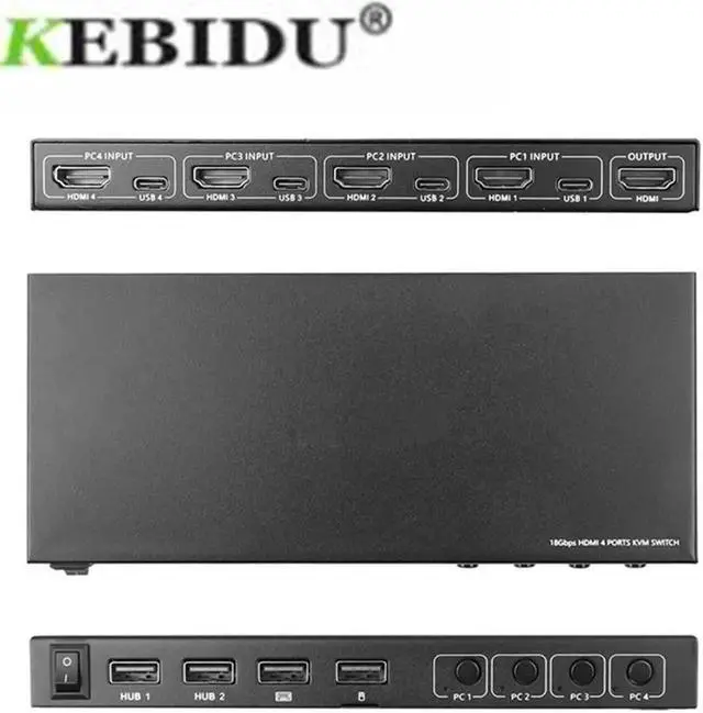 Main image of 4 ports KVM Switcher with Type-c Interface 4K HDMI USB Sharer Video Display Box Splitter For Sharing Printer Keyboard Mouse