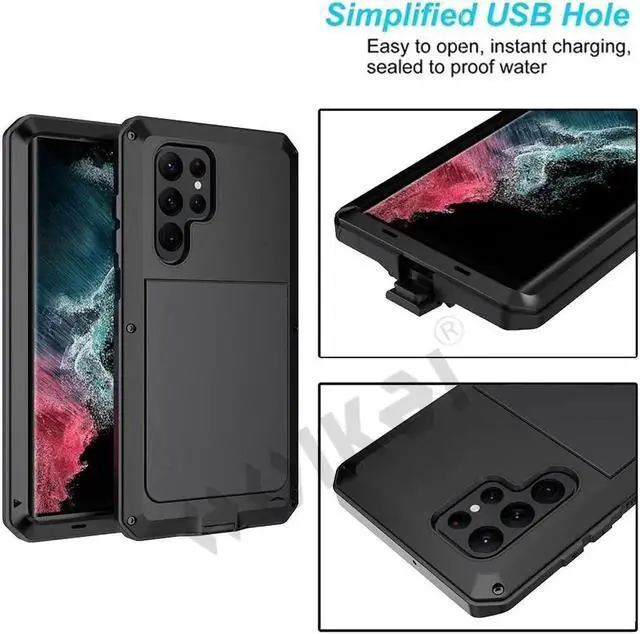 Alt view image 5 of 5 - Metal Case Doom Armor Case Heavy Duty Mobile Phone Case for Samsung Galaxy S23 Plus Shockproof Cover(Black)