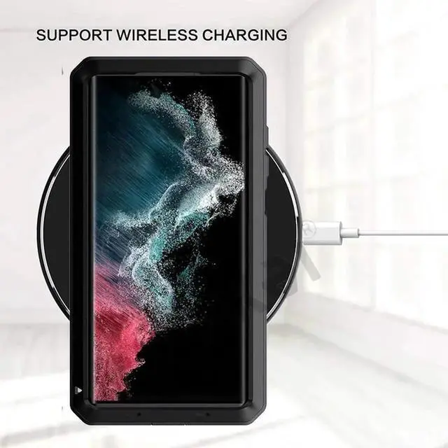 Alt view image 2 of 5 - Metal Case Doom Armor Case Heavy Duty Mobile Phone Case for Samsung Galaxy S23 Plus Shockproof Cover(Black)