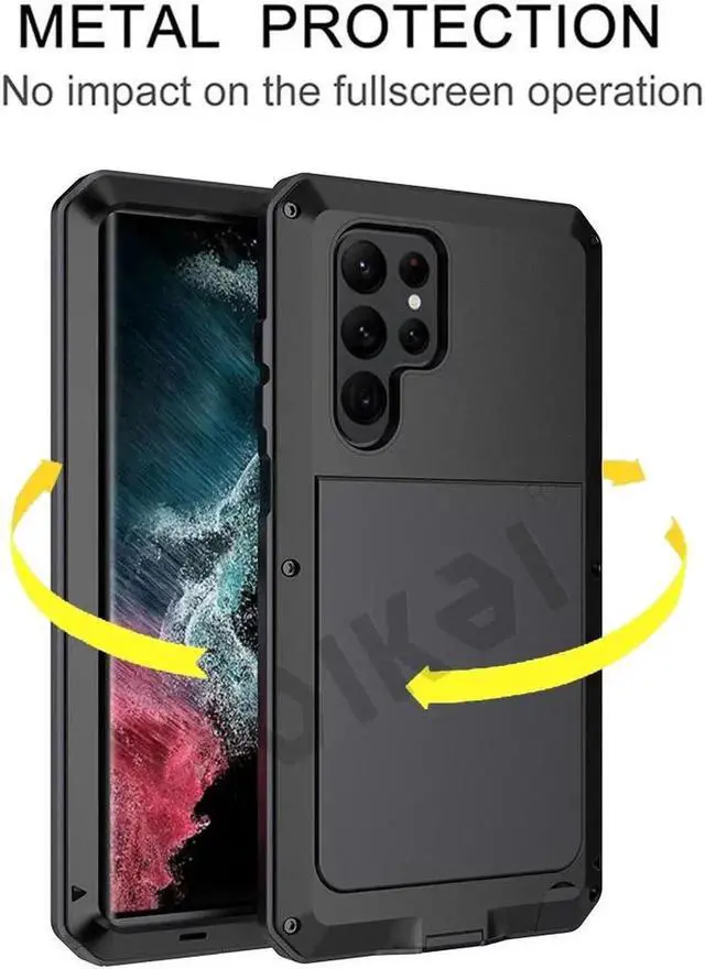 Alt view image 3 of 5 - Metal Case Doom Armor Case Heavy Duty Mobile Phone Case for Samsung Galaxy S23 Plus Shockproof Cover(Black)