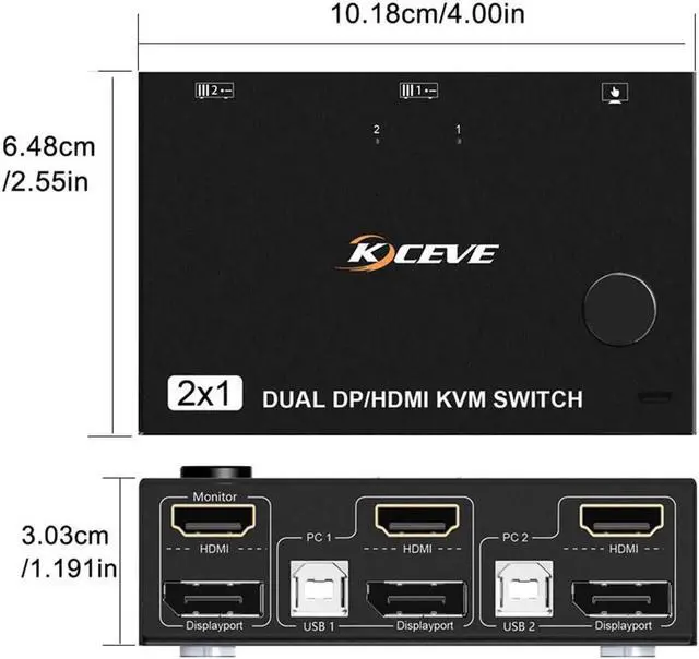 Alt view image 2 of 6 - In 2 Out Input Display Or Kvm Laptop Display Monitors 2 Splitter Controls 2 Dual Computers Dual Switcher 60hz Cable