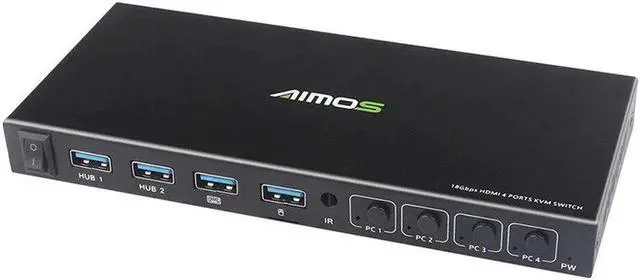 Alt view image 6 of 6 - 4 Ports HDMI KVM Switcher 4 IN 1 Out HDMI USB Switch Splitter for Sharing Monitor Keyboard Mouse Adaptive EDID/HDCP Decryption