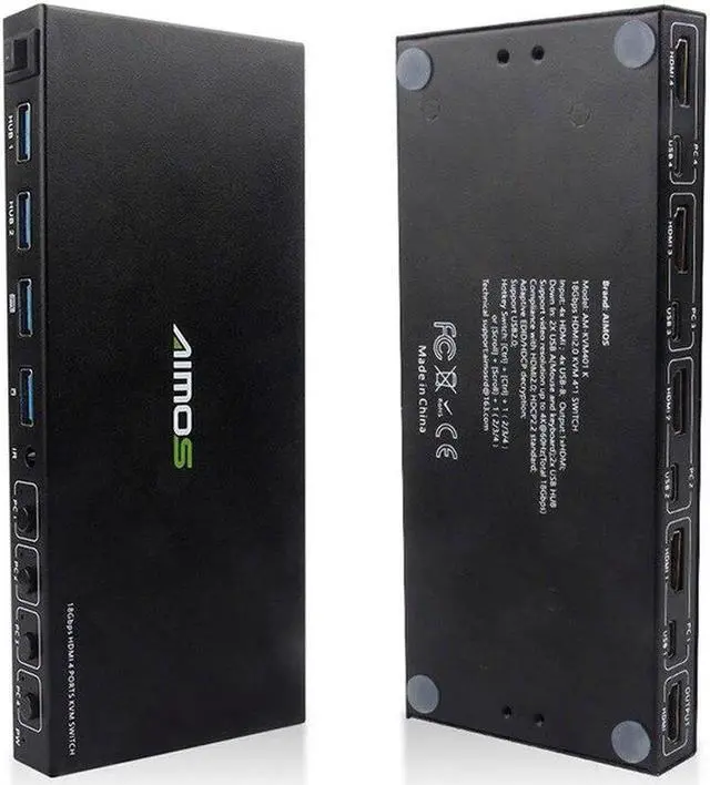 Alt view image 4 of 6 - 4 Ports HDMI KVM Switcher 4 IN 1 Out HDMI USB Switch Splitter for Sharing Monitor Keyboard Mouse Adaptive EDID/HDCP Decryption