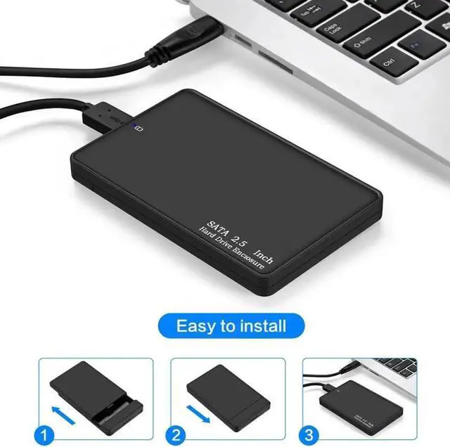 Alt view image 3 of 6 - 2.5" HDD Case SATA to USB 3.0 Enclosure with Cable USB SATA Adapter HDD Box Case for Hard Disk Drive Up to 2TB SSD Supports UASP