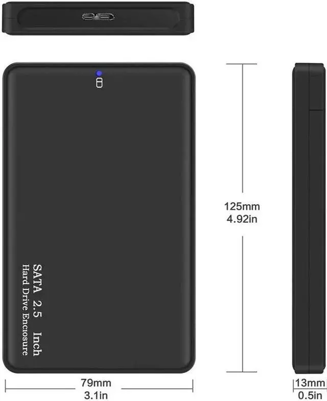 Alt view image 6 of 6 - 2.5" HDD Case SATA to USB 3.0 Enclosure with Cable USB SATA Adapter HDD Box Case for Hard Disk Drive Up to 2TB SSD Supports UASP