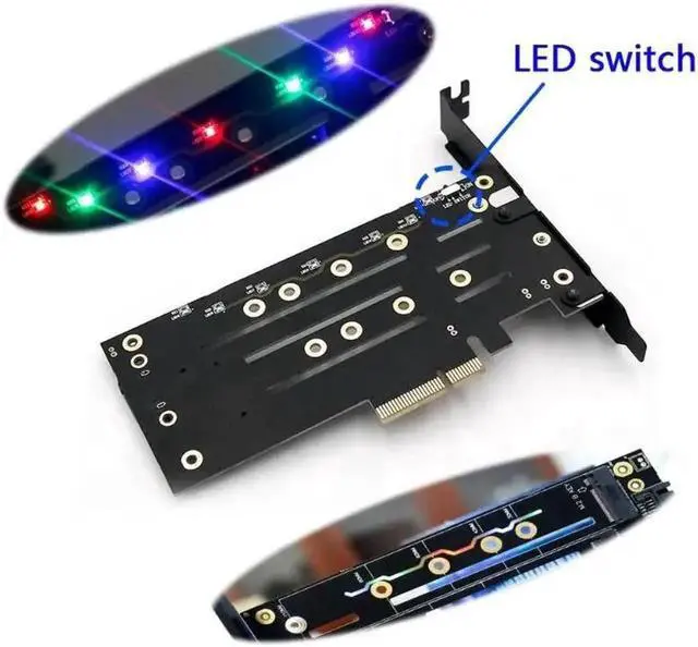 Alt view image 3 of 6 - M.2 SSD NVME M Key+B Key M.2 SATA to PCI-e 3.0 4X Host Controller Expansion Card with Low Profile Bracket for Desktop