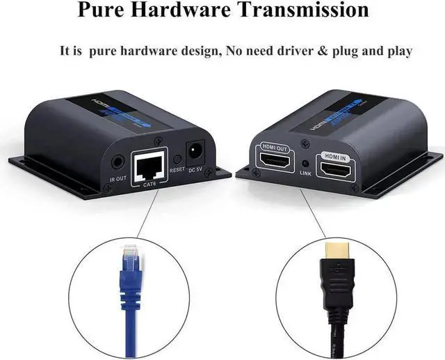 Alt view image 2 of 6 - HDMI Network Extender w/Loop-Out 196ft/60m Over Cat6/6a/7 Single Cable for Local Display Monitor - Supports IR Signal