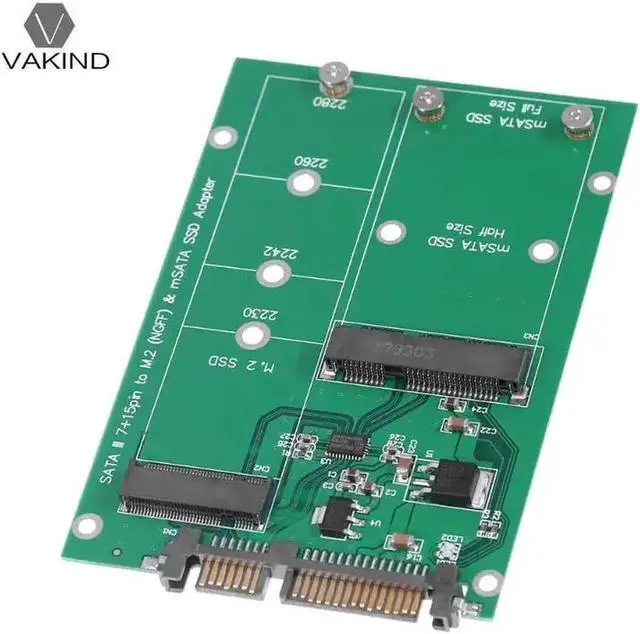 Main image of M.2 NGFF/mSATA SSD to SATA III Converter Adapter Card Build in Mini PCI-e 52pin NGFF B Key Male Connector for Notebook PC SSD