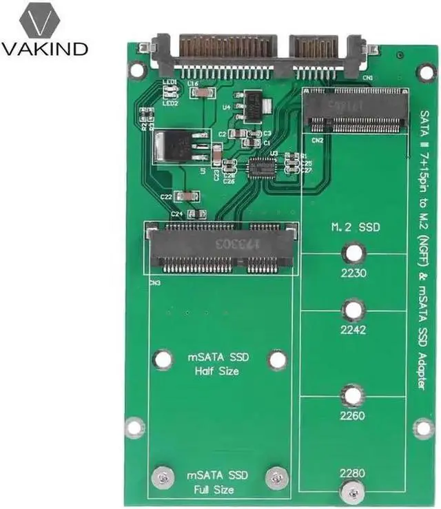 Alt view image 6 of 6 - M.2 NGFF/mSATA SSD to SATA III Converter Adapter Card Build in Mini PCI-e 52pin NGFF B Key Male Connector for Notebook PC SSD