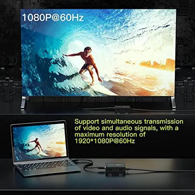 Alt view image 3 of 6 - KVM USB Extender 492ft/150m Transmission over Single Cat5e/6/7 HD 1080P Support TCP/IP Loop out Function