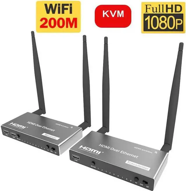 Main image of 200m HDMI-compatible Wireless Receiver Transmitter Extender KVM 1080P USB Support Keyboard and Mouse for PS4 DVD Computer Laptop