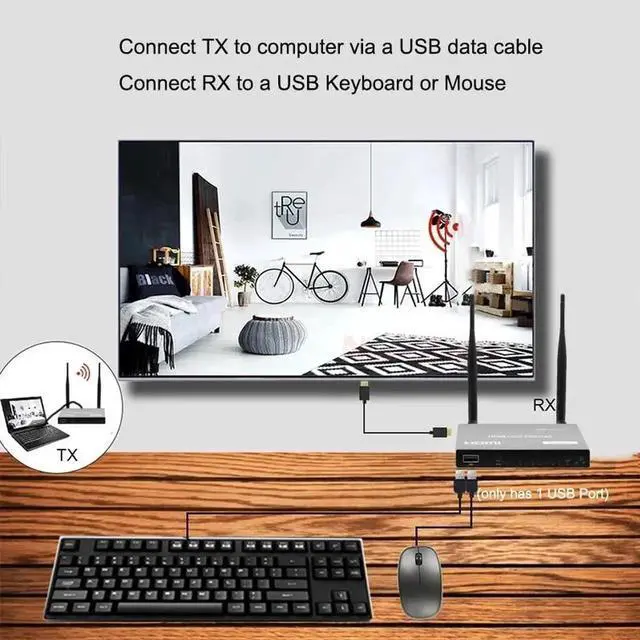 Alt view image 6 of 6 - 200m HDMI-compatible Wireless Receiver Transmitter Extender KVM 1080P USB Support Keyboard and Mouse for PS4 DVD Computer Laptop