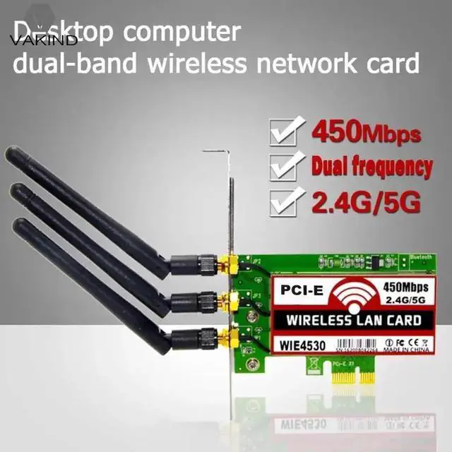 Alt view image 5 of 6 - Aomoproing 450Mbps 2.4G/5G WiFi Wireless LAN Card PCI-E X1 Network Adapter for Desktop