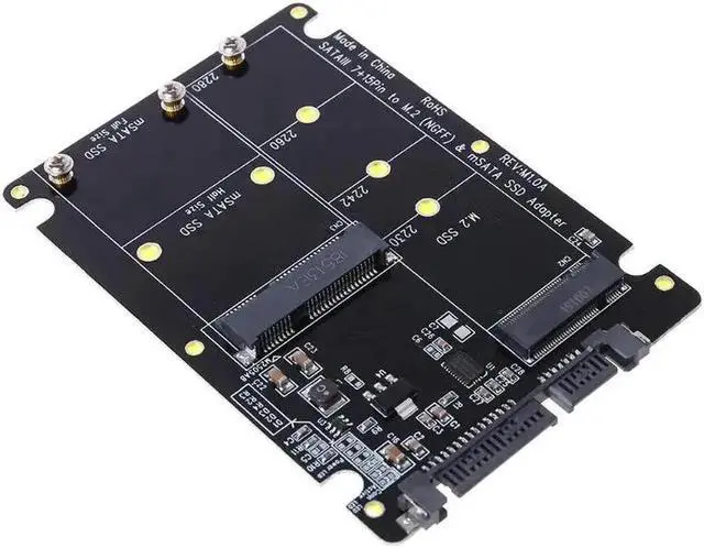 Alt view image 2 of 6 - 2 In 1 M.2 B+M Key Mini PCI E or mSATA SSD to SATA III Adapter Card for Full Msata SSD/ 2230/2242/2260/22x80 M2