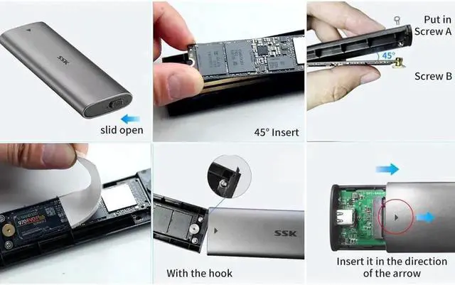 Alt view image 6 of 6 - M2 SSD Case NVME Enclosure M.2 to USB Type C 3.1 SSD Adapter for NVME PCIE NGFF SATA M/B Key SSD Disk Box M.2 SSD Case